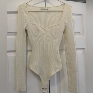 Abercrombie & Fitch Cream Ribbed Bodysuit